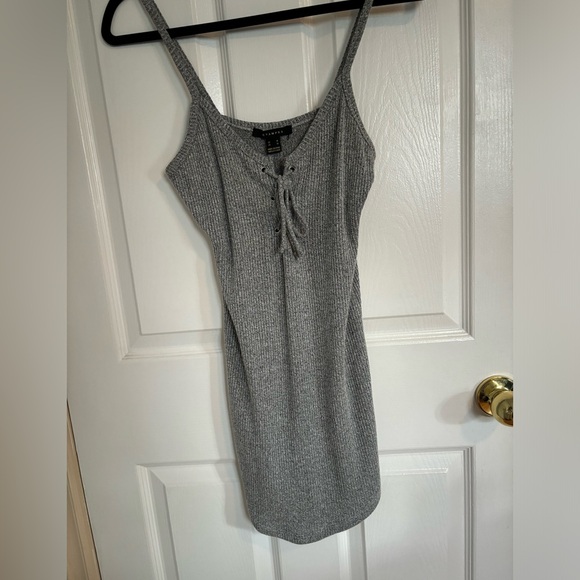 Grey ribbed mini dress - Picture 2 of 3